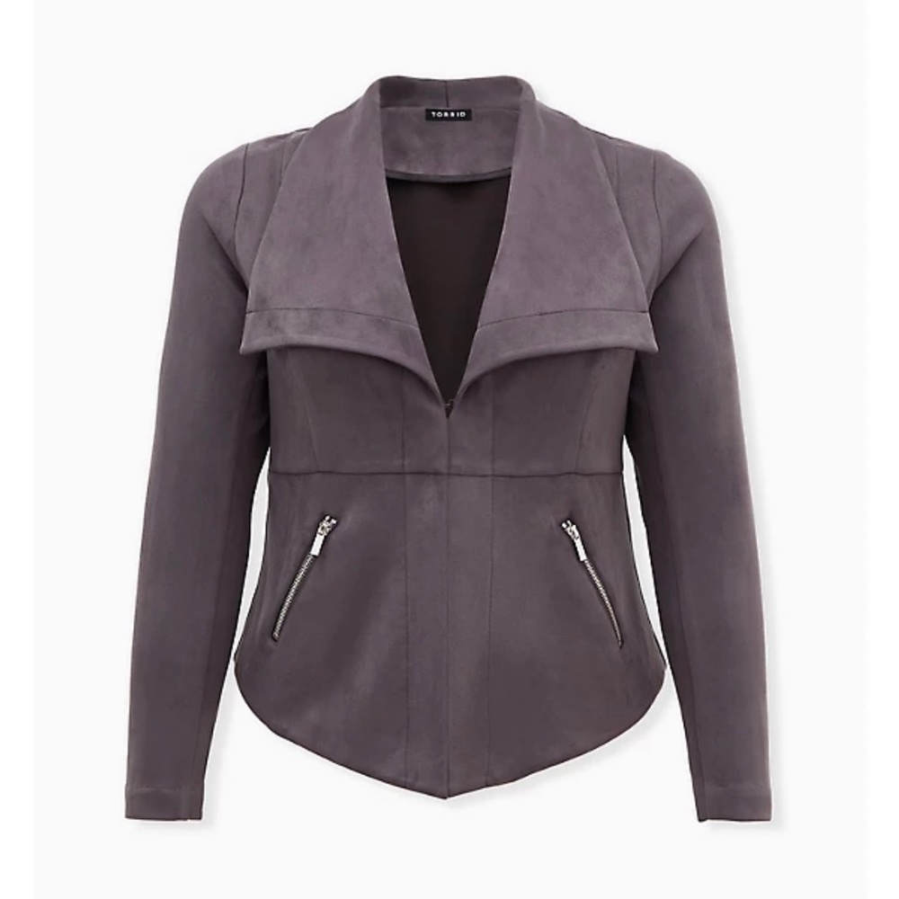 Dark Grey Faux Suede Jacket
